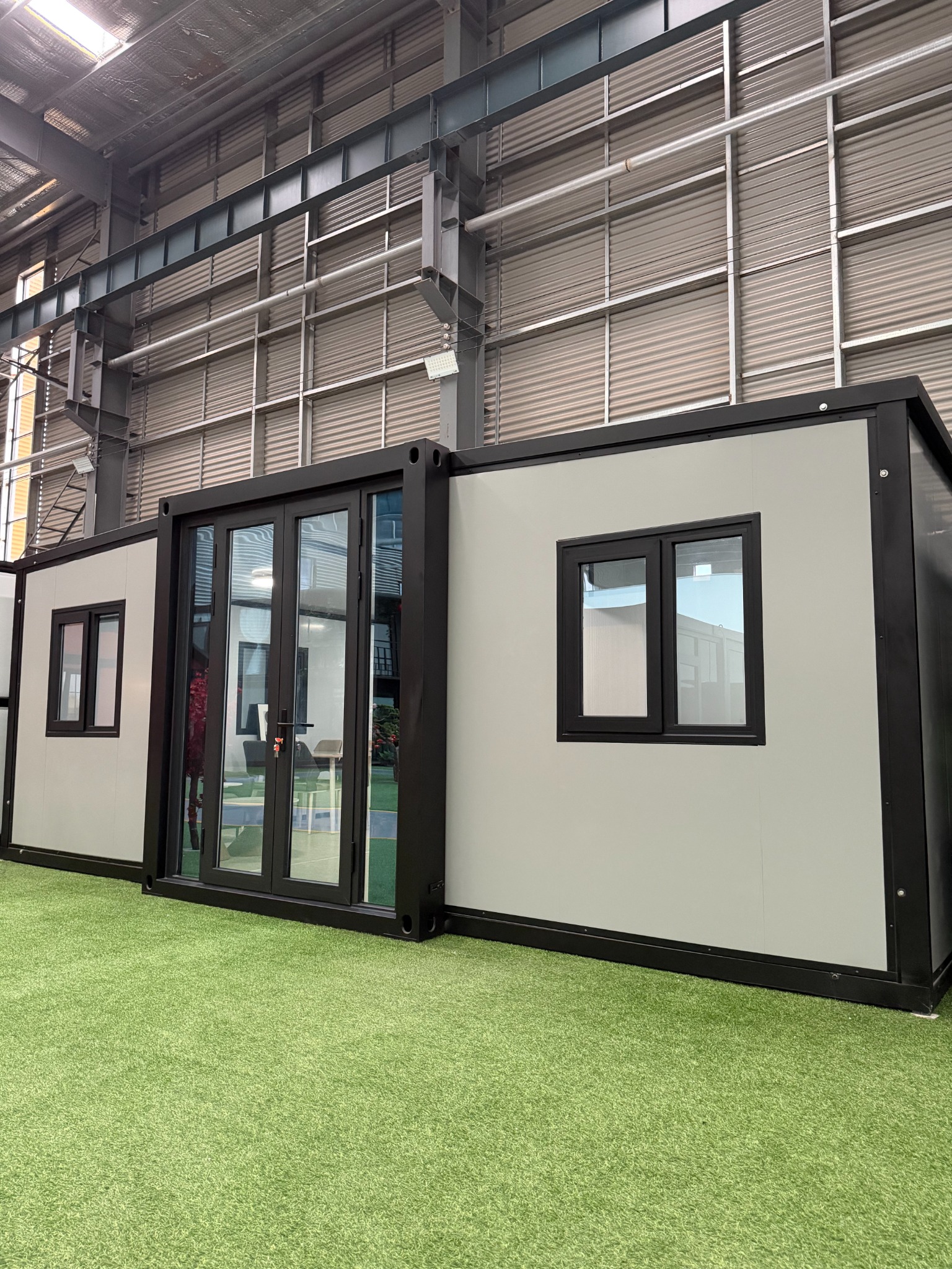 Expandable container house exterior used for buyer review