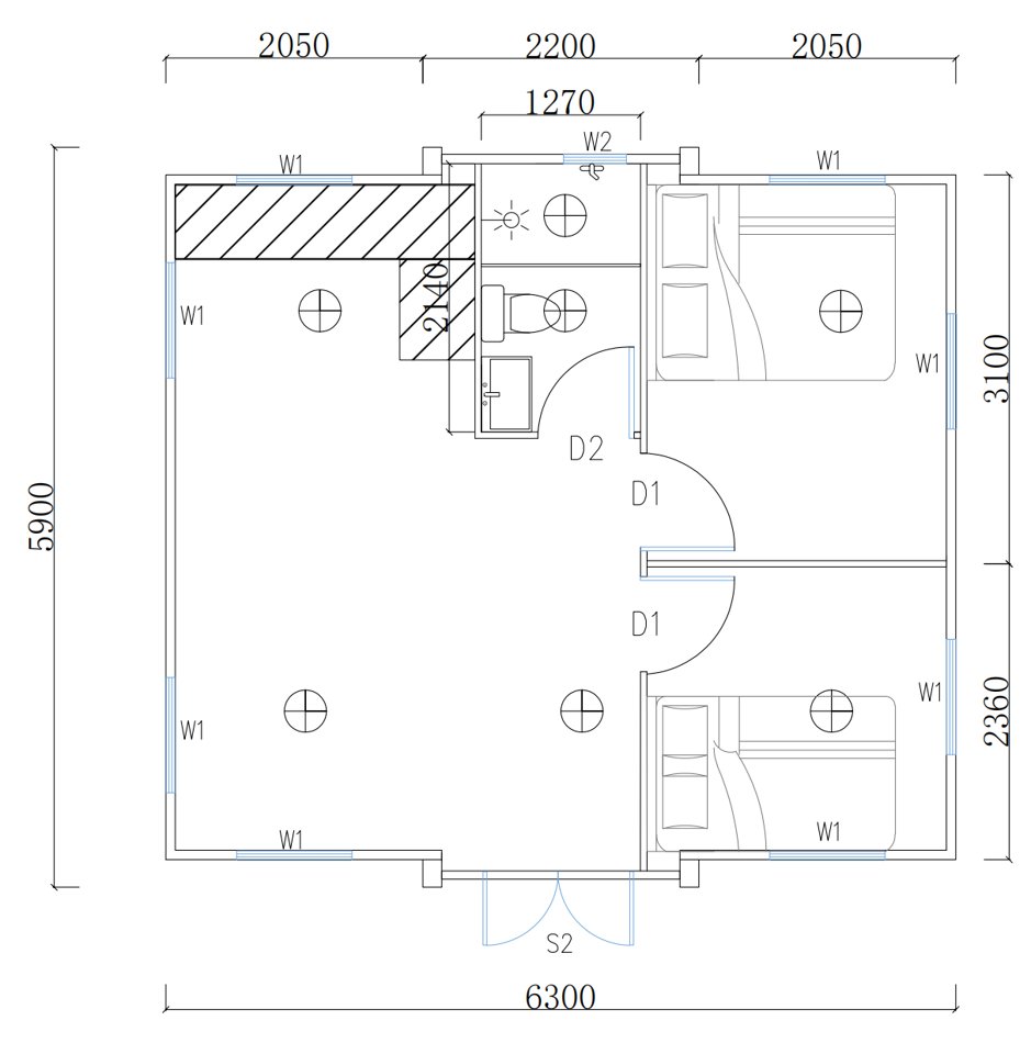 Expandable house floor plan reference